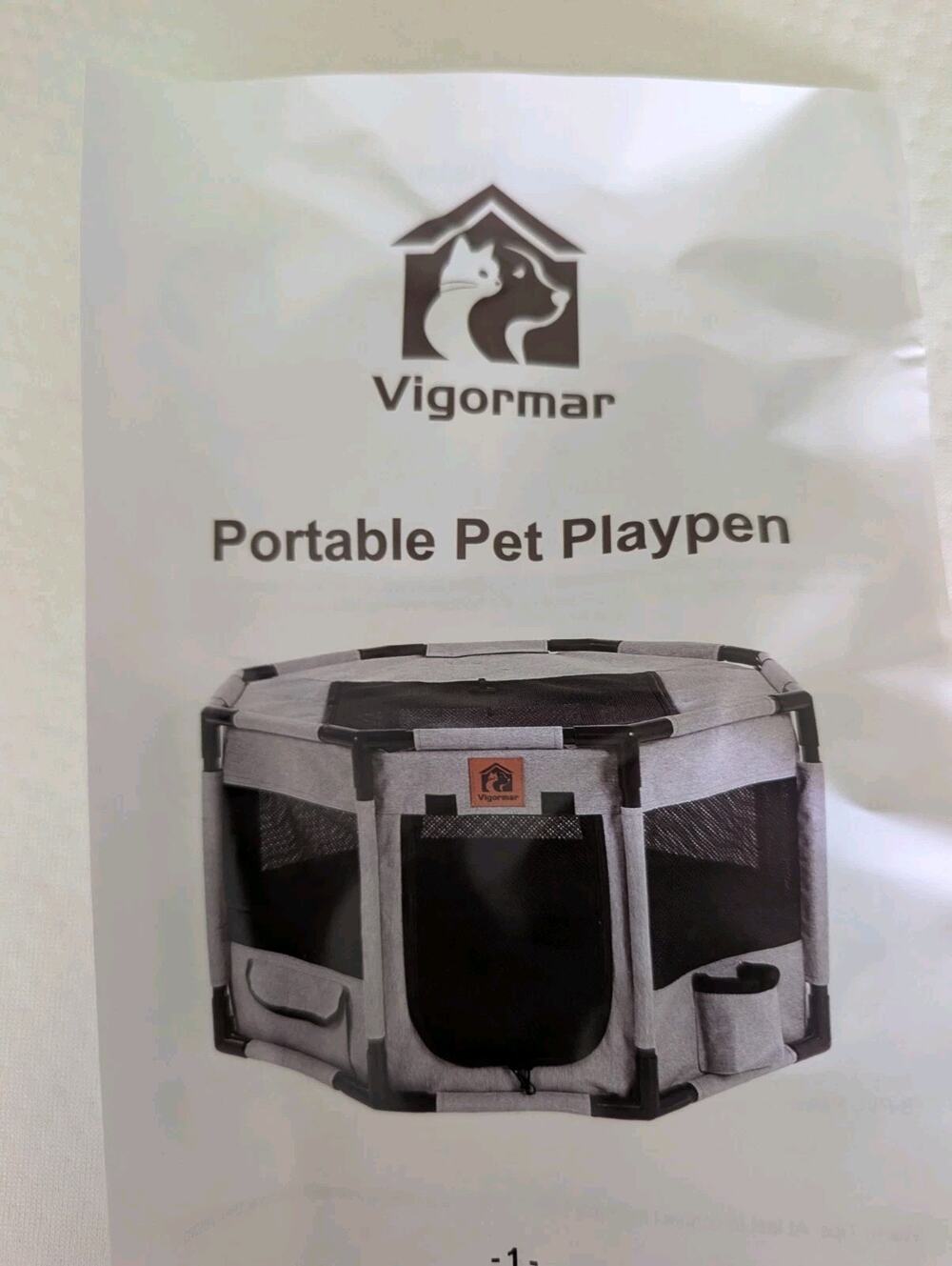 Vigormar Enclosed Pet Playpen, Portable Cat and Puppy Playpen with Sturdy PVC...